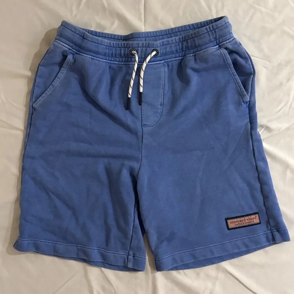 GUC Vineyard Vines Boys L Blue Sun-Washed Knit Jetty Shorts Cotton Blend